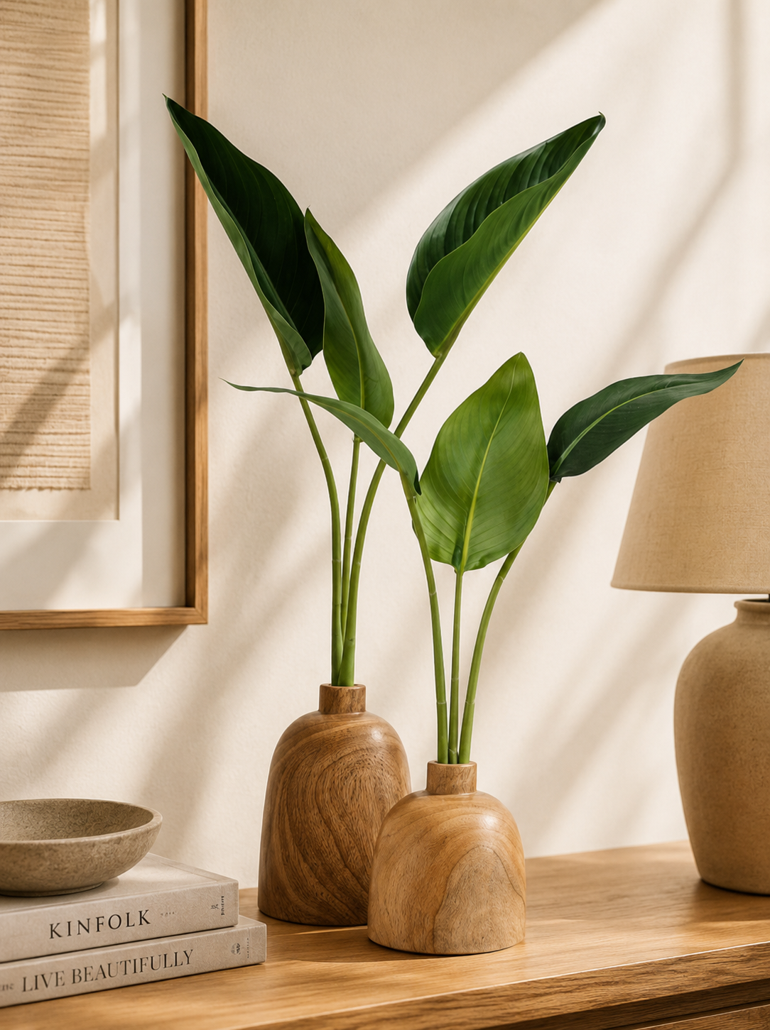 wooden vases